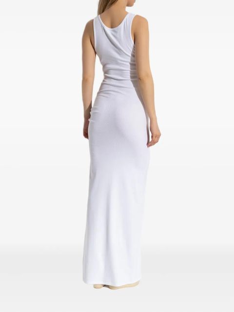 Versace asymmetrical ruched maxi dress - White