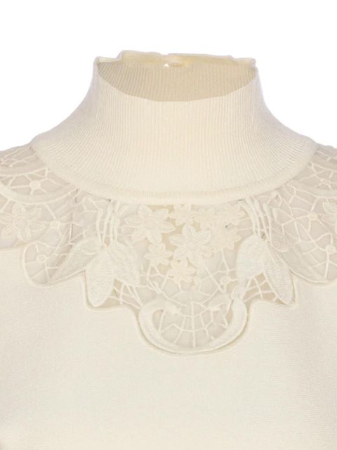 TWINSET lace-insert high-neck sweater - Neutrals