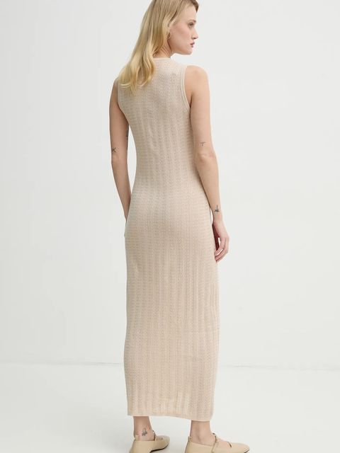 Filippa K sukienka bawełniana kolor beżowy maxi dopasowana 31090