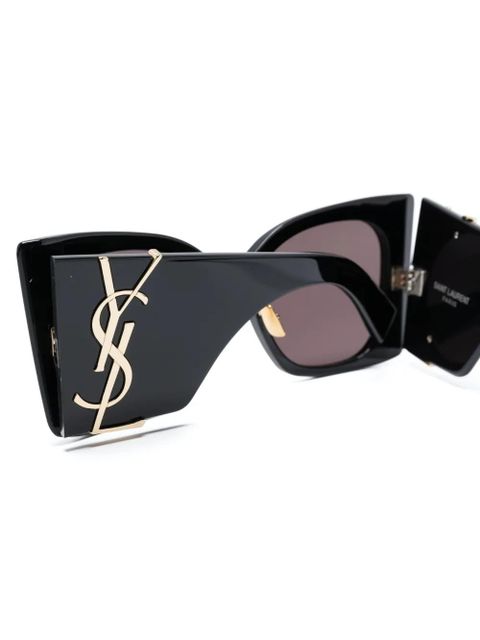 Saint Laurent Eyewear logo-plaque oversize-frame sunglasses - Black