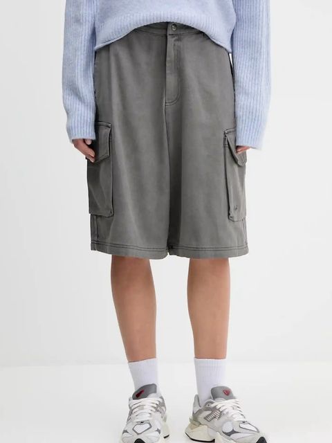 adidas Originals szorty jeansowe Cargo Jorts damskie kolor szary gładkie high waist JD0139