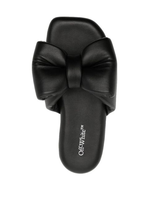 Off-White bow-detail padded slippers - Black