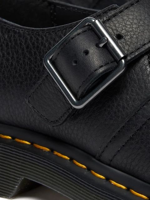 Dr. Martens półbuty skórzane Polley damskie kolor czarny na płaskim obcasie DM41408001