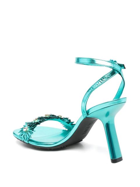 LOEWE x Paula's Ibiza 100mm floral-appliqué sandals - Blue
