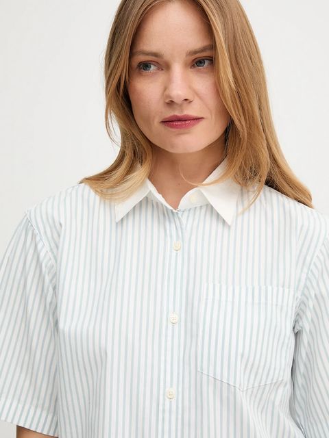 United Colors of Benetton koszula bawełniana damska kolor niebieski relaxed z kołnierzykiem klasycznym 59T7DQ0CI - zdjęcie produktu nr 2