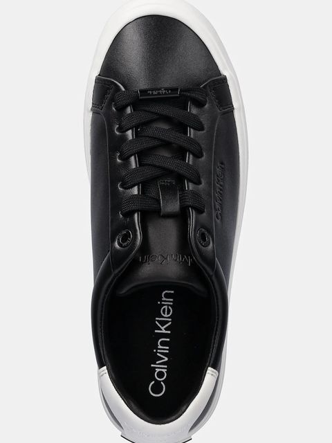 Calvin Klein sneakersy skórzane LACE-UP SNEAKER LTH CK damskie kolor czarny HW0HW02673