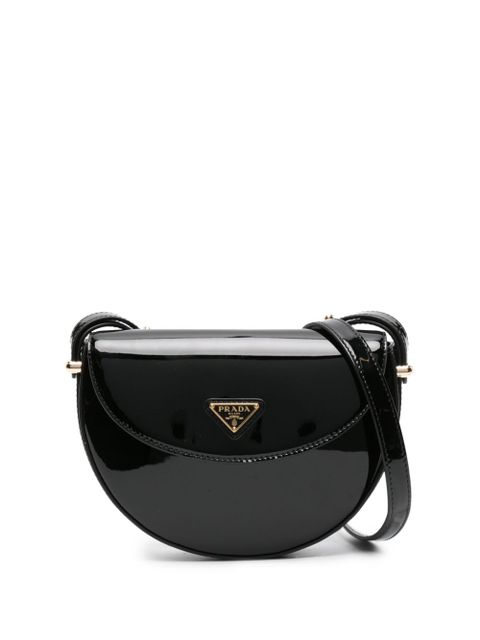 Prada triangle-logo patent leather shoulder bag - Black - zdjęcie produktu nr 1