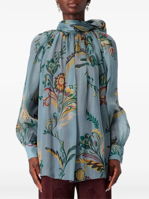 ETRO bow-collar top - Blue