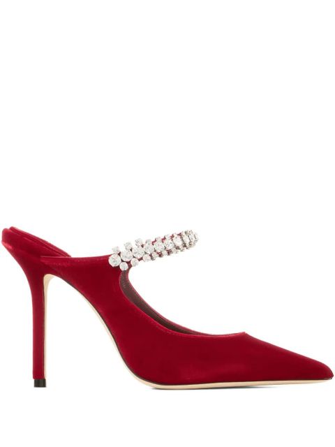 Jimmy Choo 10mm crystal-embellished pointed mules - Red - zdjęcie produktu nr 1