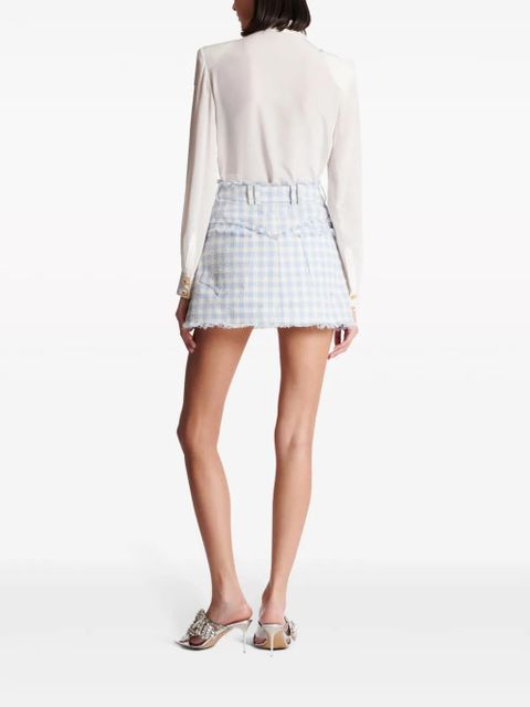 Balmain gingham-pattern A-line miniskirt - Blue