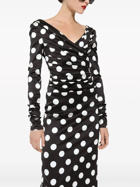 Dolce & Gabbana polka dot-print satin dress - Black