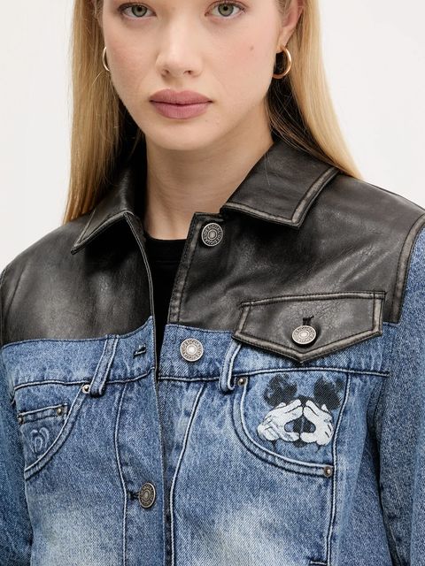 Desigual kurtka jeansowa CONSTRA kolor niebieski przejściowa 25WWED16