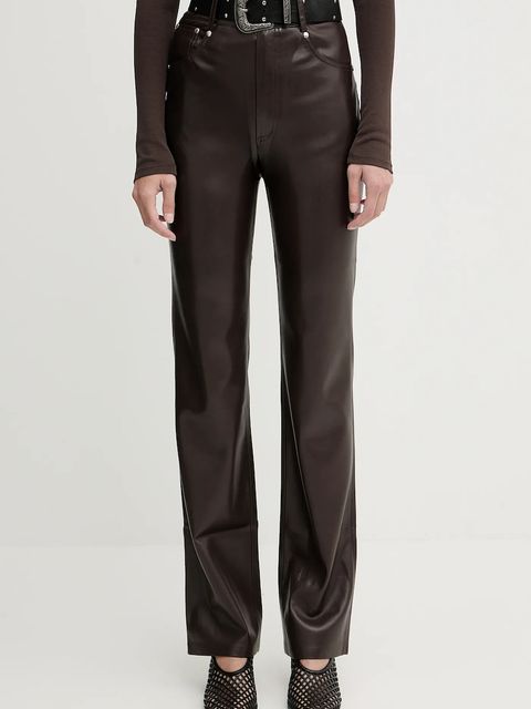 Nanushka spodnie damskie kolor brązowy dopasowane high waist NW25FWPA29878 - zdjęcie produktu nr 1