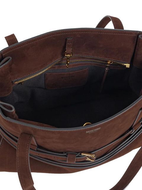 Moschino Tie Me belted suede tote bag - Brown