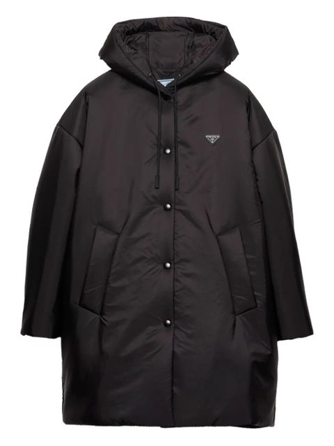 Prada hooded snap-fit fastening coat - Black - zdjęcie produktu nr 1