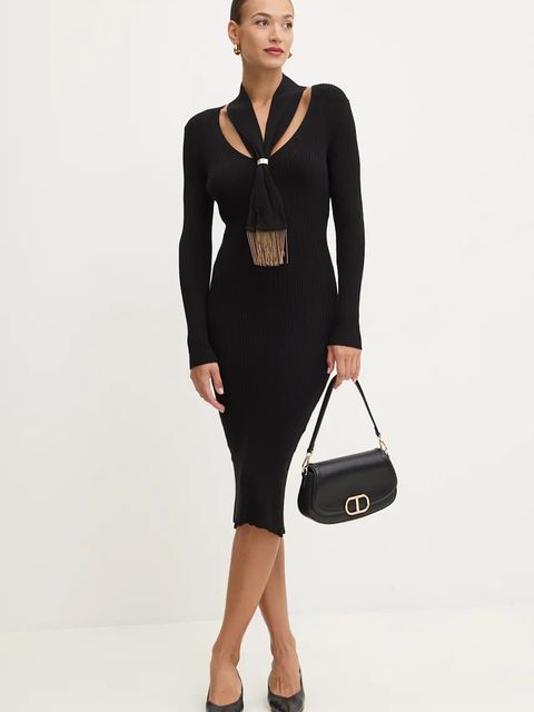 Simona Corsellini sukienka kolor czarny midi dopasowana A24CPABE03