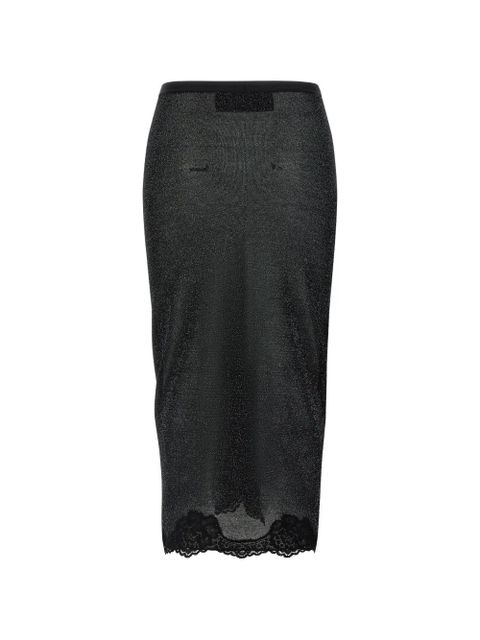 Valentino Garavani lace insert knitted skirt - Black - zdjęcie produktu nr 1