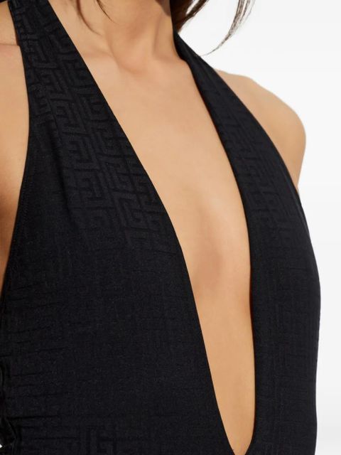 Balmain monogram-jacquard halterneck swimsuit - Black - zdjęcie produktu nr 2
