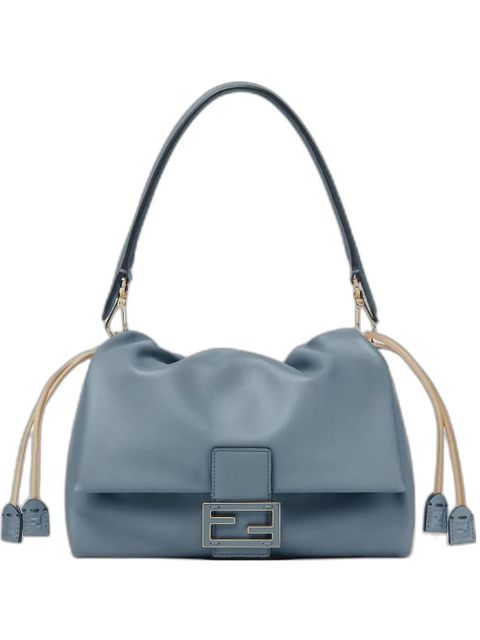 FENDI Mamma Baguette gathered-effect logo-buckle shoulder bag - Blue - zdjęcie produktu nr 1