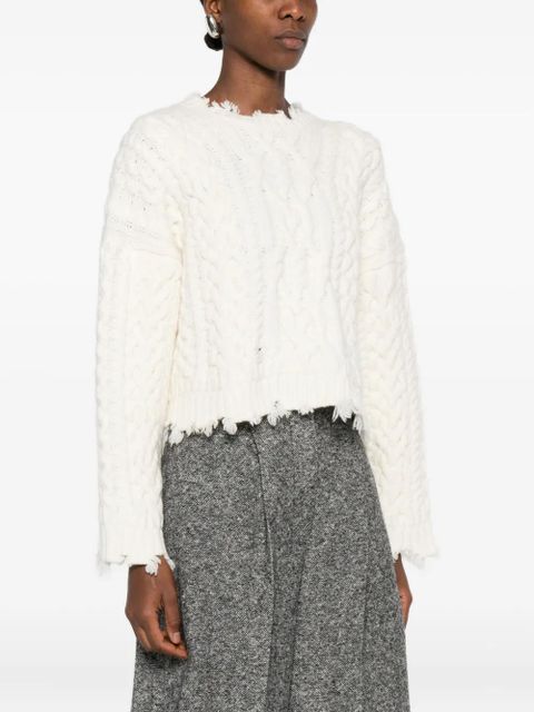 Simkhai Felix cable-knit frayed knitwear - White