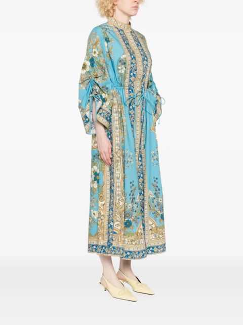 ALEMAIS Cassie Pool floral-print drawstring midi dress - Blue