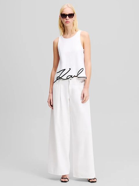 Karl Lagerfeld top bawełniany kolor biały A2W17066