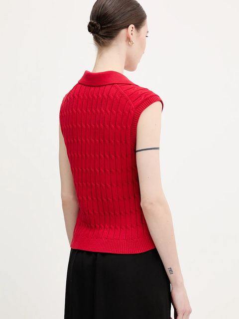 Tommy Hilfiger kamizelka bawełniana damski kolor czerwony lekki WW0WW45655