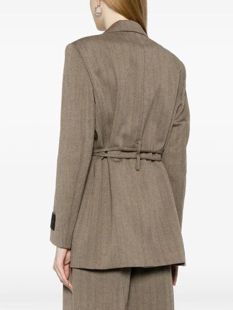 Alexander Wang herringbone wrap wool blazer - Brown