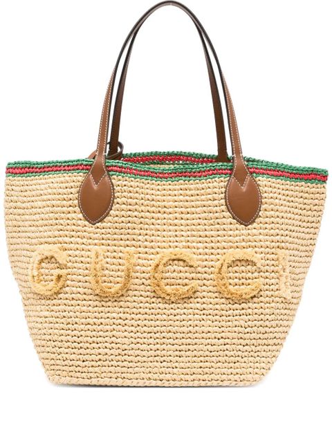 Gucci leather-trim logo-detail tote bag - Neutrals - zdjęcie produktu nr 1