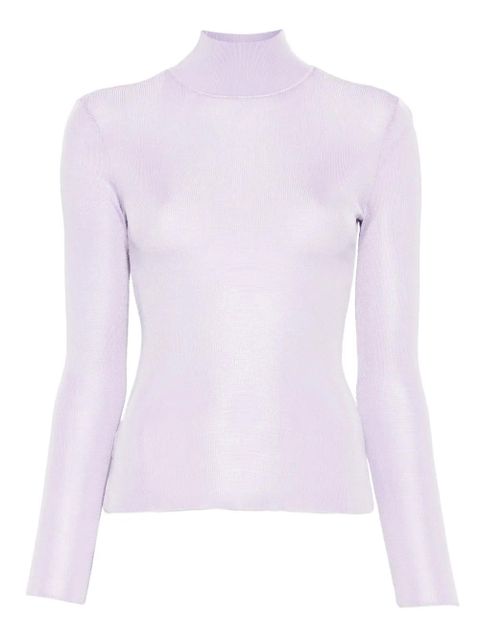 Self-Portrait ribbed high-neck top - Purple - zdjęcie produktu nr 1