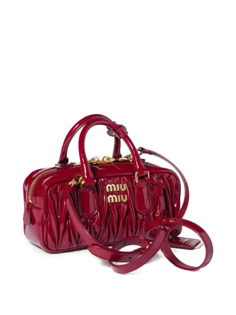 Miu Miu Arcadie matelassé patent leather bag - Red