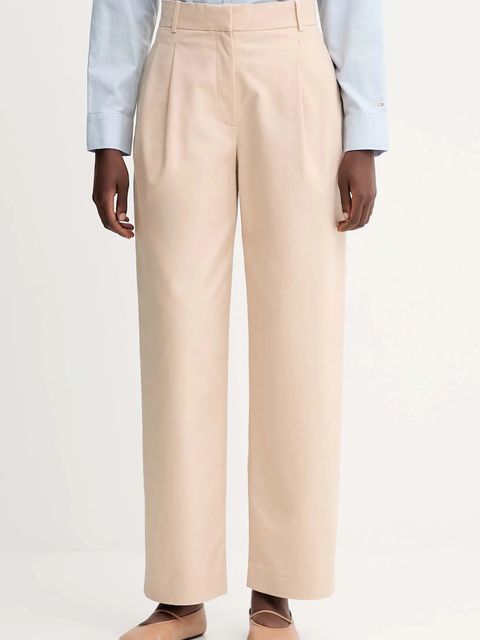 Calvin Klein spodnie damskie kolor beżowy szerokie high waist LV044D664G - zdjęcie produktu nr 1