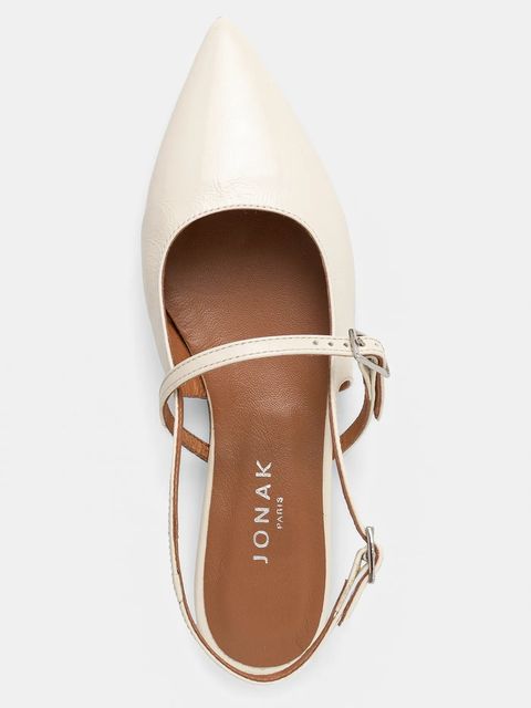 Jonak baleriny skórzane DURA kolor beżowy z odkrytą piętą 3400226