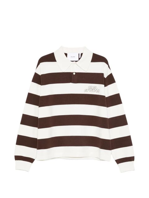 Axel Arigato Rey striped embroidered-logo polo shirt - Brown - zdjęcie produktu nr 1