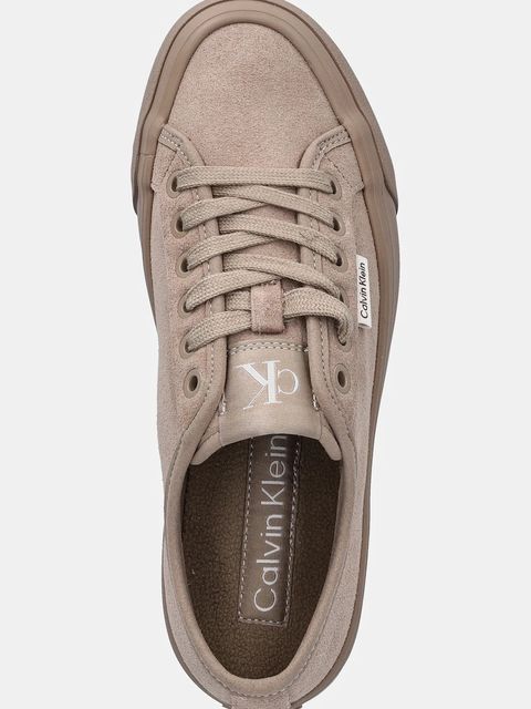 Calvin Klein tenisówki zamszowe VULC FLATF LACE UP SUE/WL CK kolor beżowy YW0YW02000