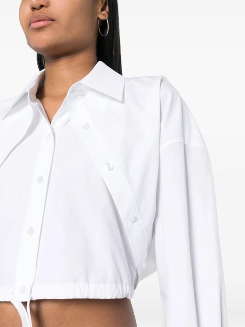 Alexander Wang layered-effect cropped cotton shirt - White