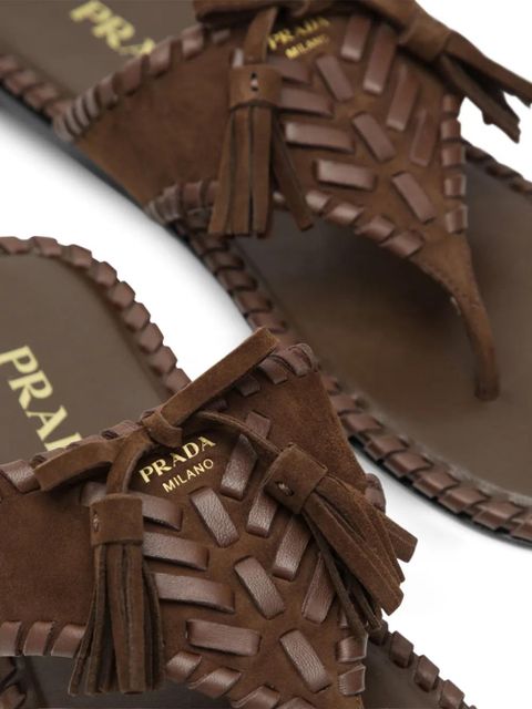 Prada suede flat sandals - Brown