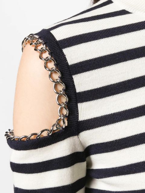 Alexander McQueen chain-embellished striped jumper - Neutrals