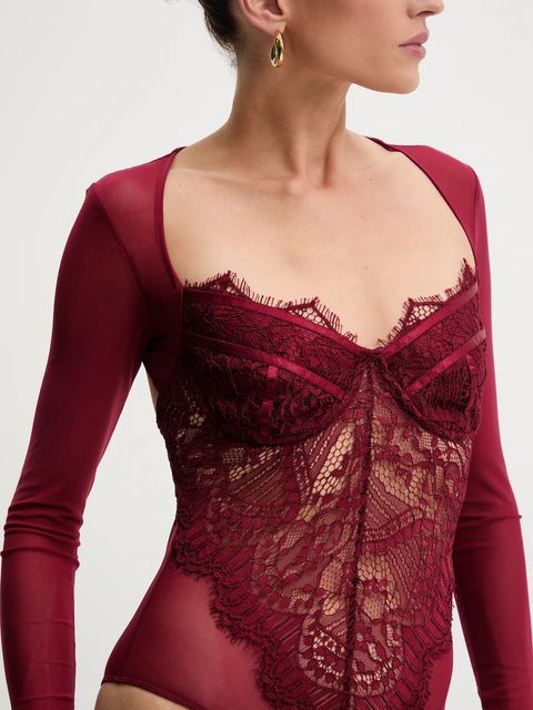 Bardot body damskie kolor bordowy wzorzyste 51150TB3