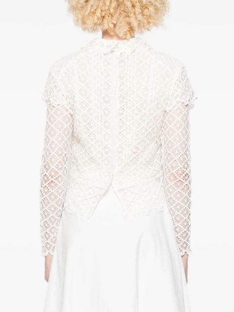 ISABEL MARANT lace-pattern long-sleeve top - White