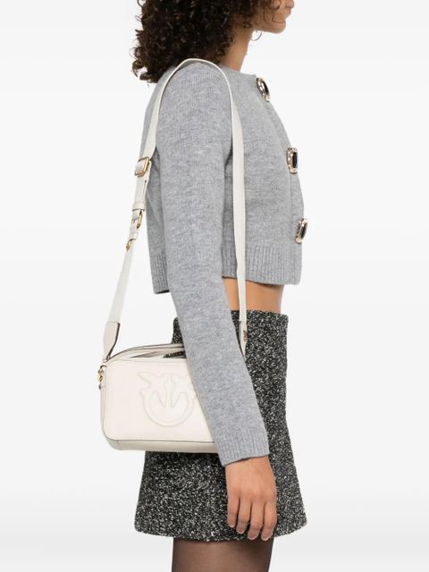 PINKO embossed-logo calf leather cross-body bag - Neutrals