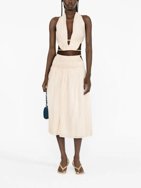 Cult Gaia Miriam gingham-print cropped top - Neutrals - zdjęcie produktu nr 2