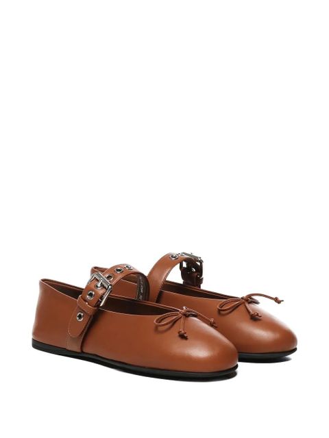 Miu Miu buckle-strap bow ballet flats - Brown - zdjęcie produktu nr 2