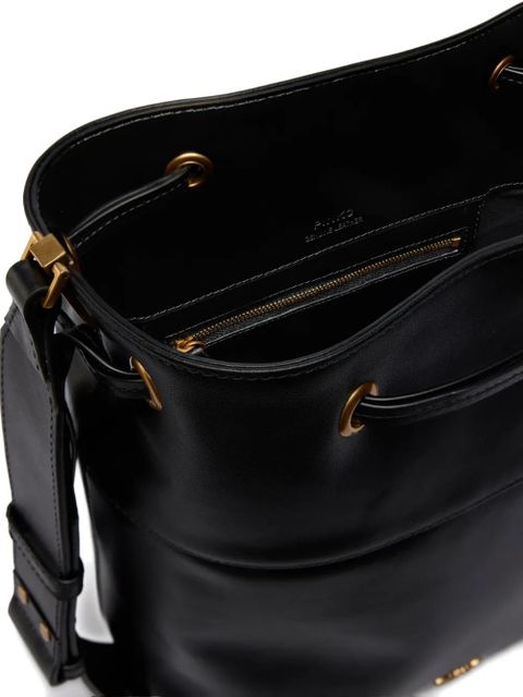 PINKO drawstring leather medium bucket bag - Black