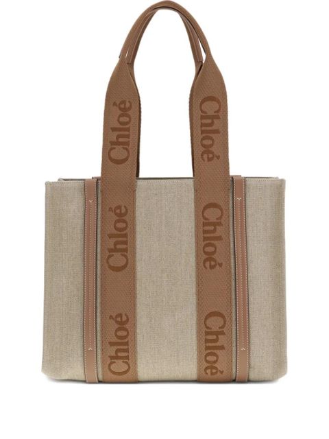 Chloé Woody logo-detail shoulder bag - Neutrals