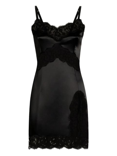Dolce & Gabbana lace-trimmed satin slip mini dress - Black - zdjęcie produktu nr 1