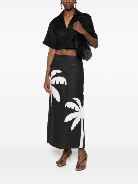 FARM Rio palm-tree-print maxi skirt - Black - zdjęcie produktu nr 2