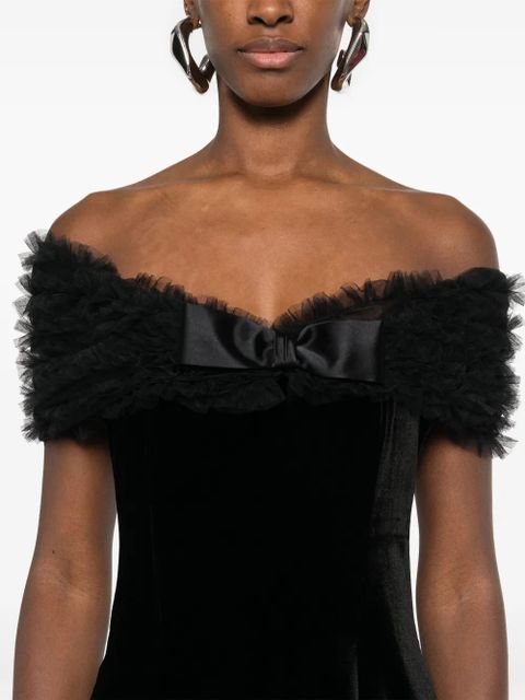 Alessandra Rich off-shoulder velvet mini dress - Black