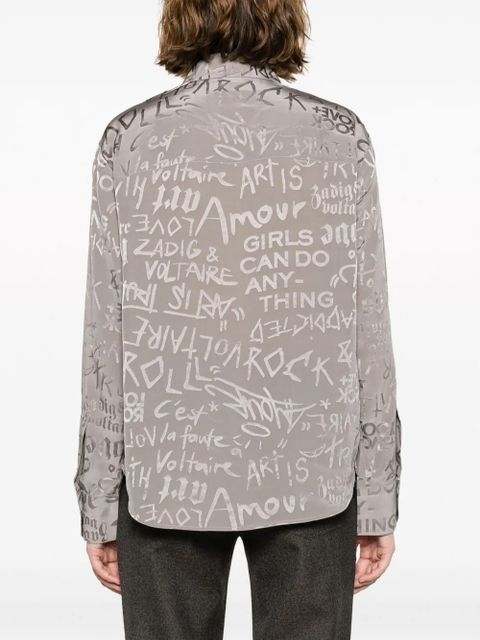 Zadig&Voltaire slogan-print silk shirt - Grey