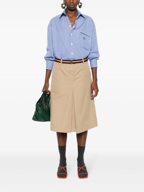 ETRO logo-embroidered striped cotton shirt - Blue